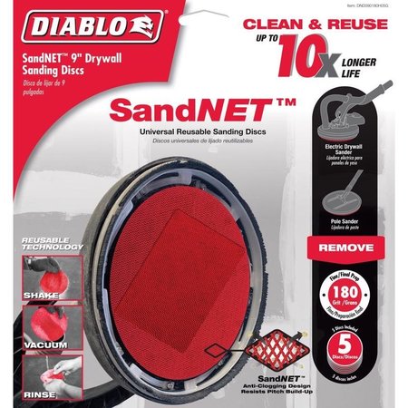 DIABLO SandNet 9 in. L X 9 in. W Ceramic Blend 180 Grit Fine Drywall Sand Pad DND090180H05G